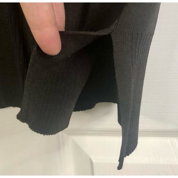 Chico's 1 U.S. Size Medium Dark Brown Elbow Length Cardigan Abalone Buttons - Picture 5 of 6